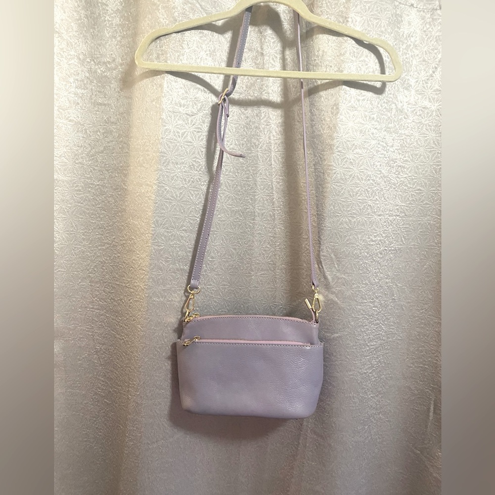 Lavender purple leather crossbody bag